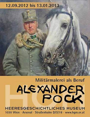 © Alexander Pock (1871-1950): Porträt Hauptmann Johann Sedlar in der Uniform der Tiroler Landesschützen mit Pferd. 1934, Öl auf Le